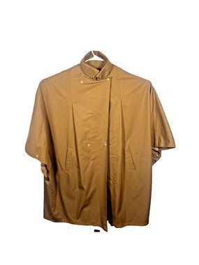 Vintage ILGWU Union Women’s 2x Tan Drape Trench Cape Button Down